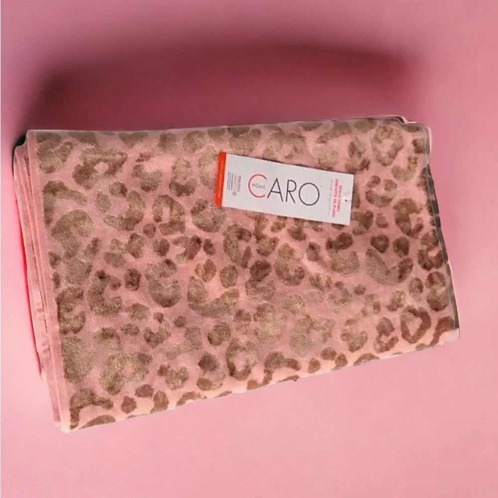 🆕 Caro Home Leopard Pink Gold Oversized Beach Towel